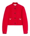 Valentino Drill Double Caban V-gold Jacke In Red