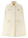Valentino Drill Hood Capes White In Neutral