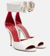 Valentino Garavani Drip Rose Kidskin Sandal With Crystals 105mm Woman White 41 In White