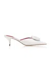 Valentino Garavani Drip Rose Leather Heeled Mules In White