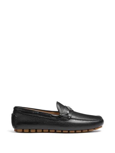 Valentino Garavani Driver Fastaway Buffalo Loafers In Black