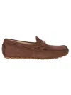 Valentino Loafers With Rubber Sole And Topstitching In Brown