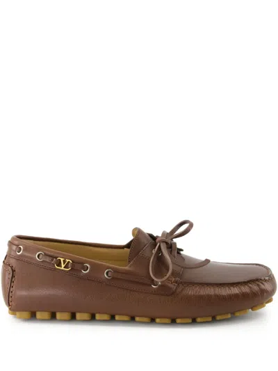 Valentino Garavani Driver Fastaway Leather Loafers