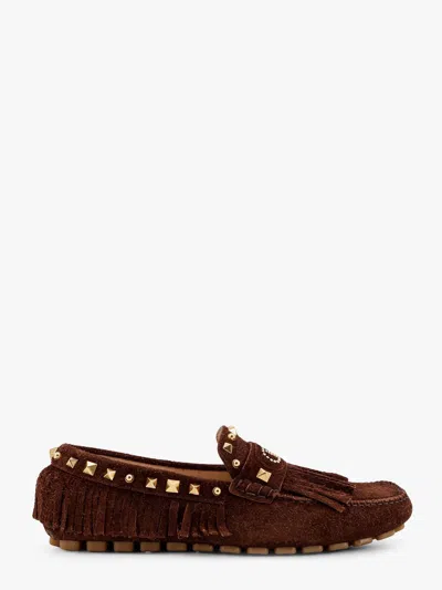 VALENTINO GARAVANI DRIVER FASTAWAY SUEDE LOAFER WITH FRINGES