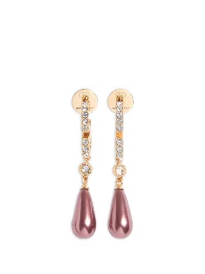 Valentino Garavani Vlogo Signature Metal Earrings With Swarovski Crystals And Glass Drops In Gold