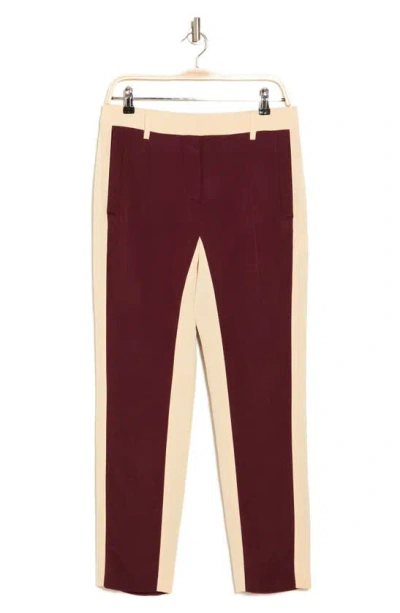Valentino Dual Color Stretch Crepe Pants In Vinaccia/ Betulla