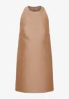 Valentino Duchess Satin Sleeveless Mini Dress In Sand