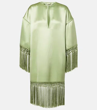 VALENTINO FRINGED SILK DUCHESS SATIN TUNIC