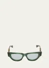 Valentino Due Acetate & Titanium Cat-eye Sunglasses In Crystal Green