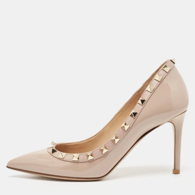 Pre-owned Valentino Garavani Dusty Pink Patent Leather Rockstud Pumps Size 35.5