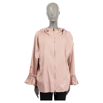 Pre-owned Valentino Dusty Pink Polyester Logo Hooded Windbreaker Jacket 40 S