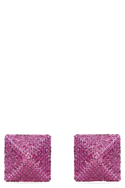 Valentino Garavani Earrings Embellished With Stones In Pink
