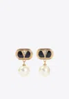 Valentino Garavani Oval Earrings With Swarovski Pearl In Gold
