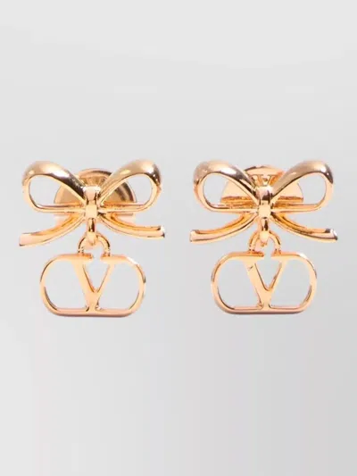 Valentino Garavani Earrings V Logo Signature Bow Design In Pink
