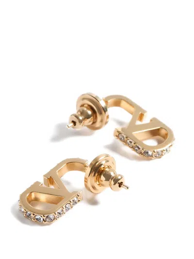 Valentino Garavani Earrings Vlogo Signature In Metal And Swarovski® Crystals In Green