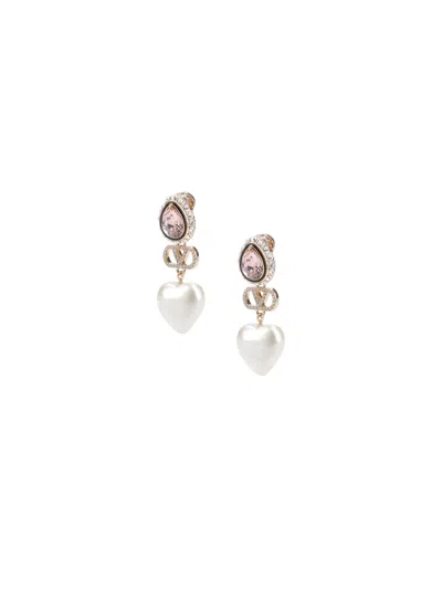 Valentino Garavani Earrings With Crystals "vlogo" In Metallic