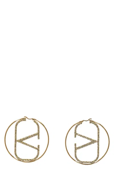 Valentino Garavani Earrings With Rhinestones In Gold