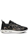 Valentino Vlogo Easyjog Low-top Sneaker In Calfskin And Fabric In Black