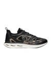 Valentino Vlogo Easyjog Low-top Sneaker In Calfskin And Fabric In Black