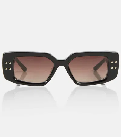 Valentino Garavani Eckige Sonnenbrille V-cinque In Schwarz
