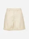 Valentino Ecru Cotton And Linen Bermuda Shorts