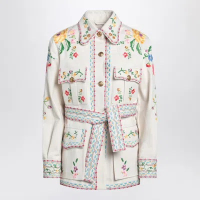 Valentino Ecru Embroidered Denim Jacket Women