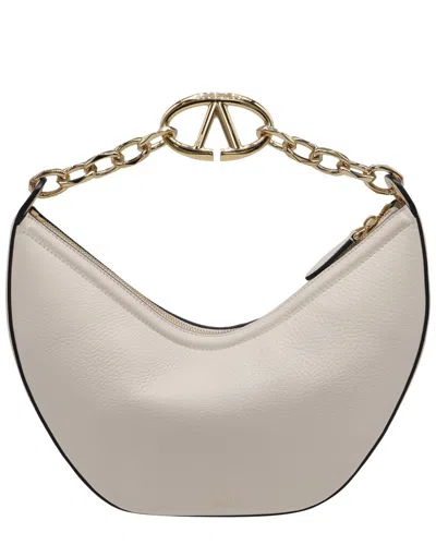 Valentino Garavani Valentino Ecru Leather Small Vlogo Moon Shoulder Bag (authentic Pre-loved) In White