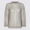 Valentino "mesh Knit Pullover With Sequins Embell In Ecru/silver