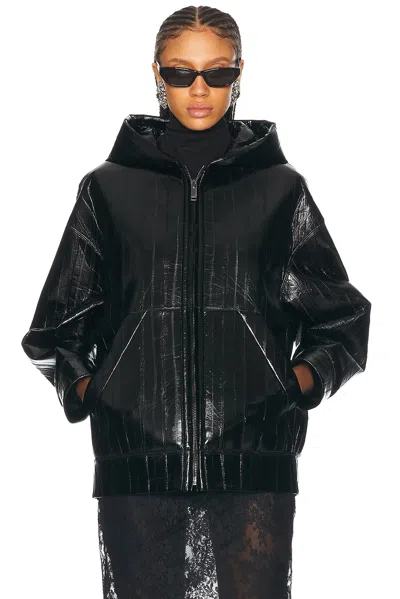 Valentino Eel Leather Jacket In Nero