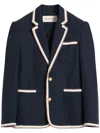 Valentino Blue Jersey Blazer With Torchon Piping In Blue