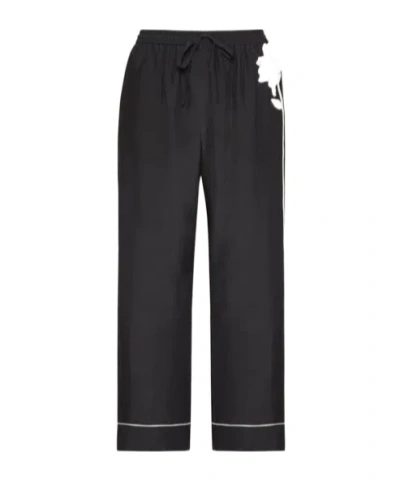 Valentino Elastic Waist Casual Pants In Black