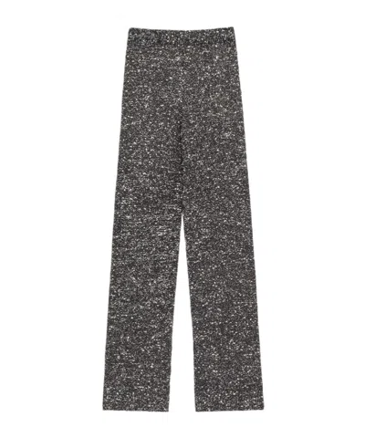Valentino Sequin Elastic Straight Trousers In Gray
