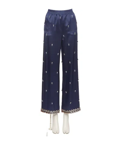 Valentino Elastic Waist Casual Pants In Blue