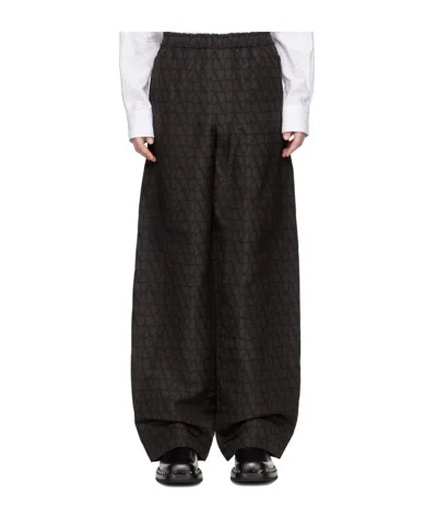 Valentino Elastic Waist Long Casual Pants In Black