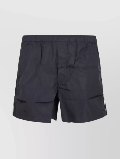 Valentino Stud Detailed Contrasting Trim Swim Shorts In Grey