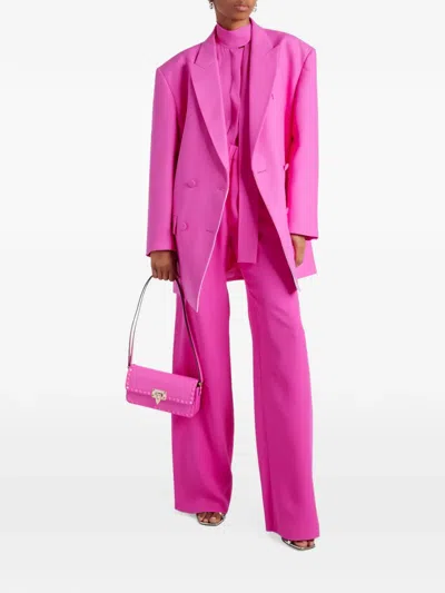 Valentino Elasticated Wide-leg Trousers In Pink