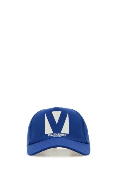Valentino Garavani Men Electric Blue Cotton Baseball Cap In Multicolor