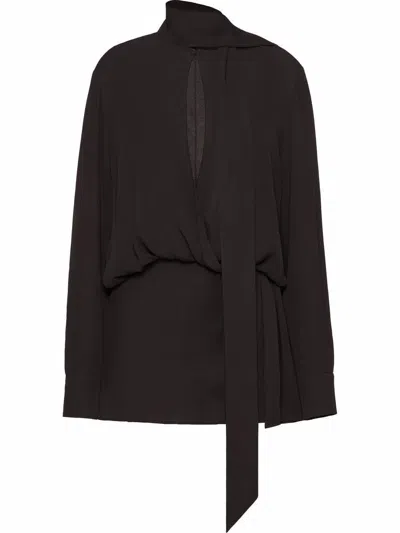 Valentino Elegant And Effortless Silk Shirt Dress For Women In Nero