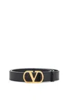 Valentino Garavani Elegant Black Leather Belt With Gold Buckle 30 Mm Men