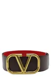 Valentino Elegant Brown Belt With Red Interior In Brown