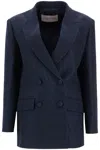 Valentino Double-breasted Long-sleeved Blazer In Blue