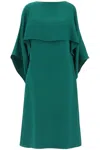 VALENTINO ELEGANT GREEN SILK CAPE DRESS FOR WOMEN