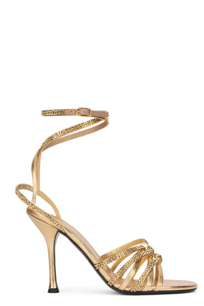 Valentino Garavani Elegant High-heeled Golden Shoes In Brown