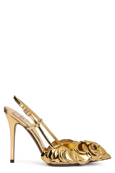 Valentino Garavani Elegant High-heeled Slingbacks In Gold