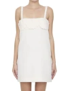 VALENTINO IVORY CREPE COUTURE SHORT DRESS WITH EMBROIDERED DETAILS FOR WOMEN