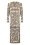 Valentino Elegant Long Dress With Refined Geometric Print In Sand