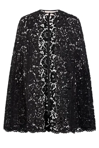 Valentino Elegant Perforated Cape In Black