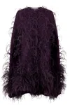 Valentino Feather-detailing Cape In Purple