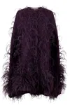 Valentino Feather-detailing Cape In Purple