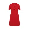 Valentino Fitted Red Dress With Decorative Bows In Red